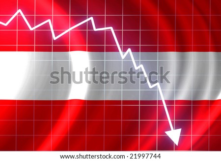 Austrian flag waving in the wind: crisis