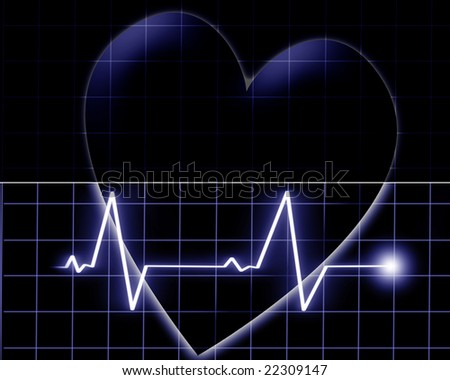 Heart beat on a monitor on a dark background