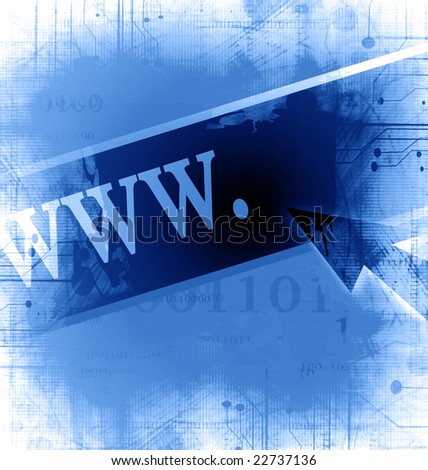 arrow pointed at an internet link on a soft blue background
