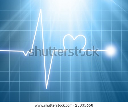 Heart monitor on a soft blue background