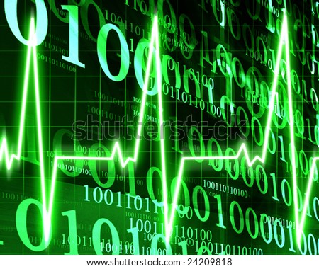 Heart monitor on a dark green background