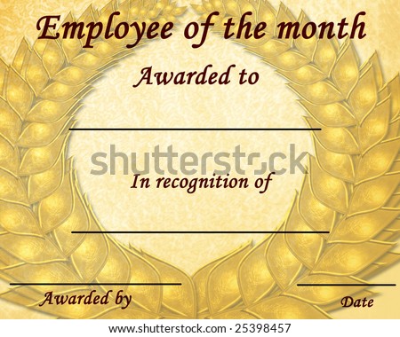 employee of the month certificate with some stains