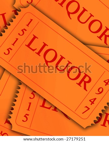 orange liquor ticket collection with some shaded areas