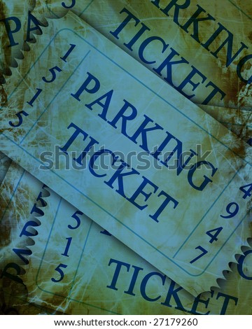 blue parking tickets with a grunge touch