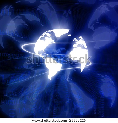Digital world on a dark blue background