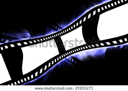 Blank negative film strip on a dark background
