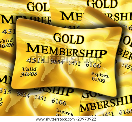 Gold membership card collection with soft shades