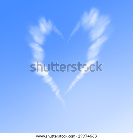 Heart shaped cloud trail in a clear blue sky