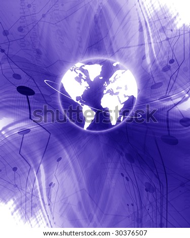 Digital world on a soft purple background