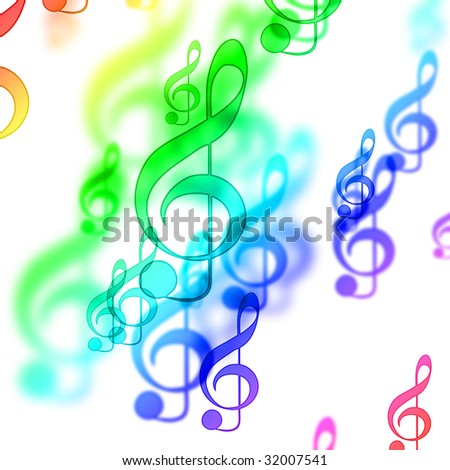 colorful music notes on a white background