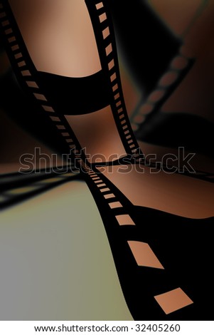 Negative film strip on a soft brown background