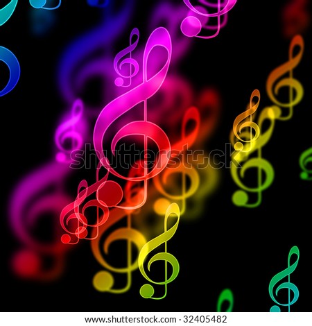 colorful music notes on a black background