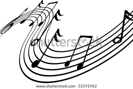 black music notes on a white background