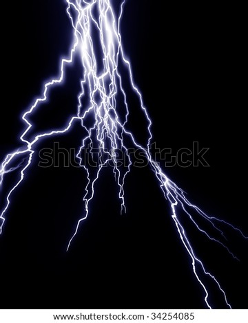 lightning flash on a dark black sky