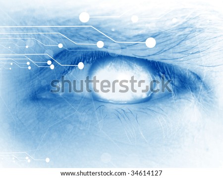 human eye with integrated circuitry in it