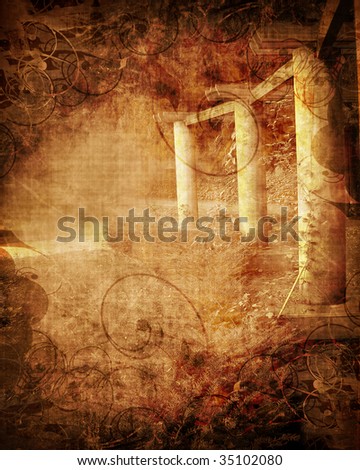 ruins of a lost civilization on a brown background