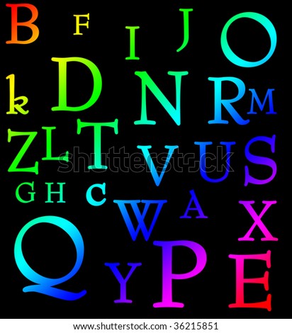 letters of the alphabet on a black background
