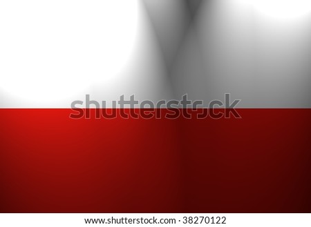 Polish flag waving in the wind with spotlight