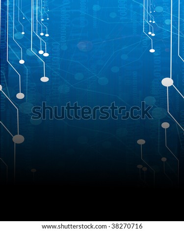 Computer circuit on a dark blue background