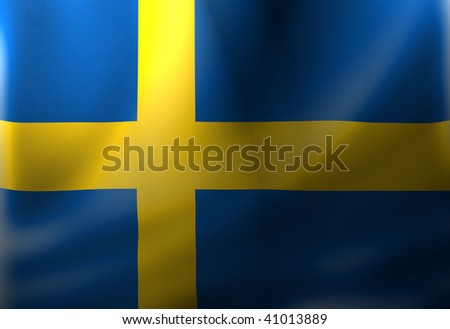 Swedish flag waving in the wind with some folds