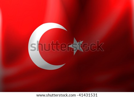 Turkish flag waving in the wind with some folds