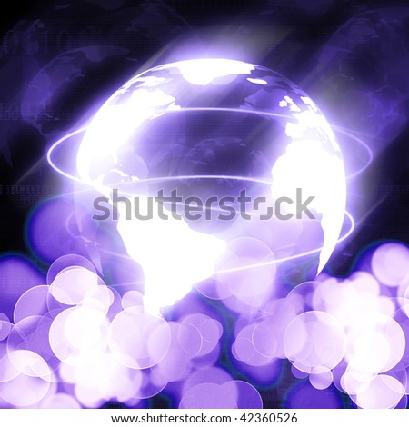 Digital world on a dark purple background