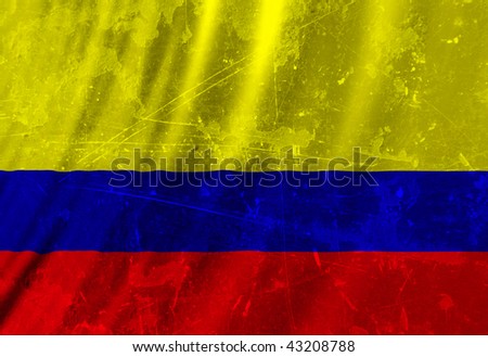Colombian flag waving in the wind with some folds