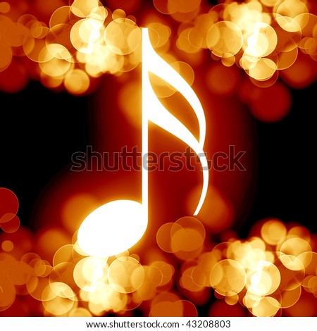 glowing music note on a dark background