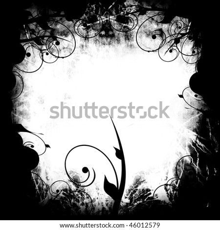 stock photo : grunge black and white background with a vintage pattern on it