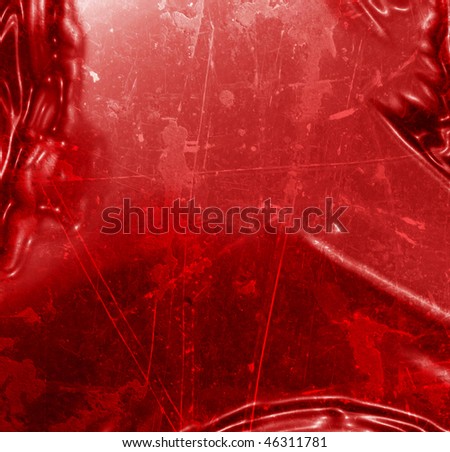 red paint or wax background with some smooth lines in it