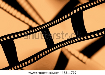 Negative film strip on a brown background