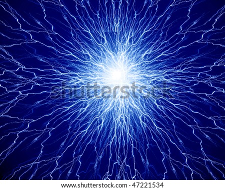 Lightning Bolt On A Dark Blue Background Stock Photo 47221534 