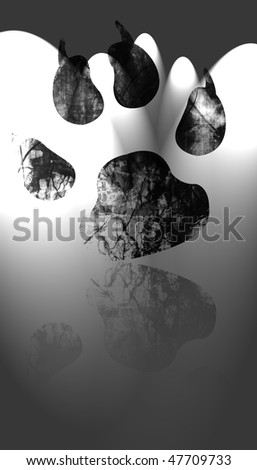 grunge paw print on a white background