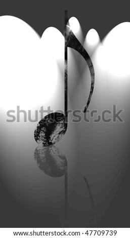 grunge music note on a white background