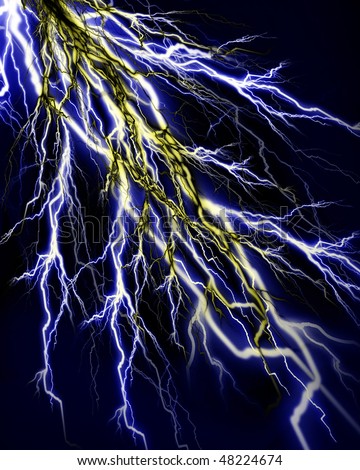 bright lightning flash on a dark blue background