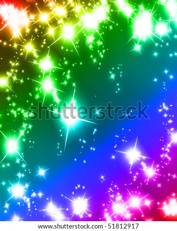 Rainbow Backgrounds on Some Glitters And Sparkles On A Rainbow Colored Background Stock Photo