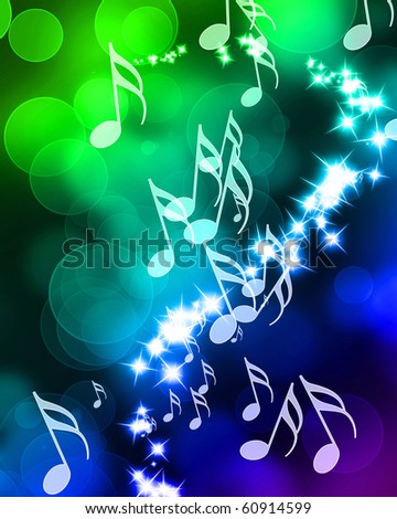 stock photo colorful music notes on a beautiful rainbow background