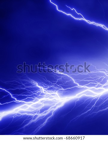 Lightning flash on a soft blue background