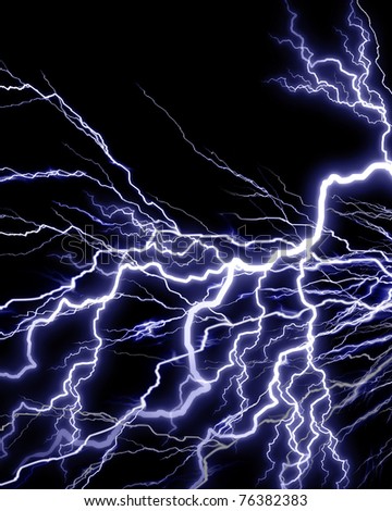 lightning flash on a dark black background