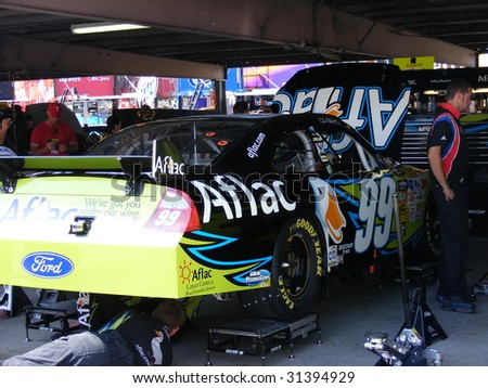 DOVER, DE - MAY 30:Carl Edwards car in the garage at the monster mile Nascar race  in Dover, DE on May 30, 2009.