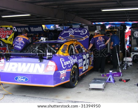 DOVER, DE - MAY 30:Jamie mcmurrays car in the garage at the monster mile Nascar race  in Dover, DE on May 30, 2009.