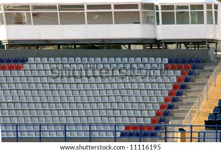 empty seats of local stadium and media rooms sports and journalist