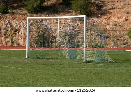 soccer goalpost in local football stadium sports concepts