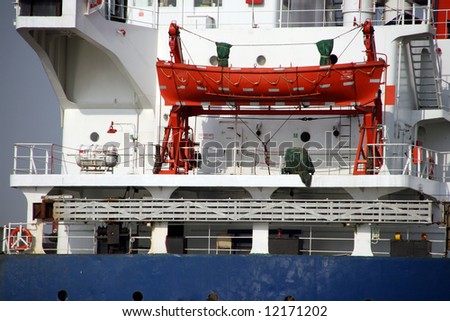 old cargo ship detail life boat shipping industry