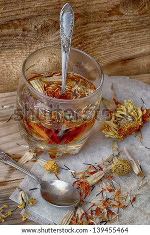 Herbal refreshing tea from healthful herbares