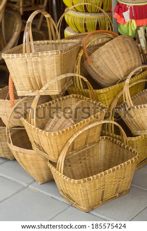 Bamboo basket hand made for sale, Thailand traditional basket  in the market.