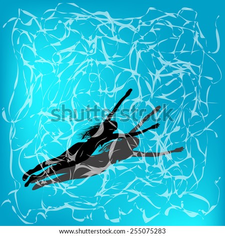 under water. abstract silhouette of woman in swimming pool