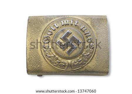Germany at the Second World War.  Buckle of German Navy police (rank and file). Steel with bronzing. Path on white background