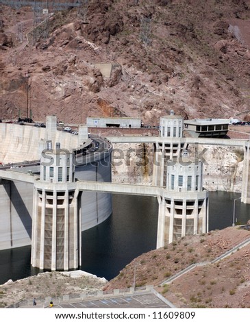 Vertical View of Lake Mead Side of Hoover Dam Showing Power Plant Water Intakes