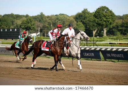 SARATOGA SPRINGS - August 23: Kodiak Kowboy with gabriel Saez Aboard in the Post Parade For The King\'s Bishop Stakes August 23, 2008 in Saratoga Springs, NY.